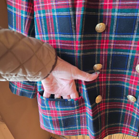 Vintage Pendleton Plaid Wool Blazer, EUC, Size 14, Red Black Green Blue - Picture 6 of 9